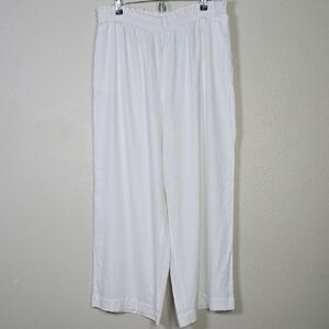 New York & Company White Elastic-Waisted Wide Leg Linen Blend Pants Size XL NwT.